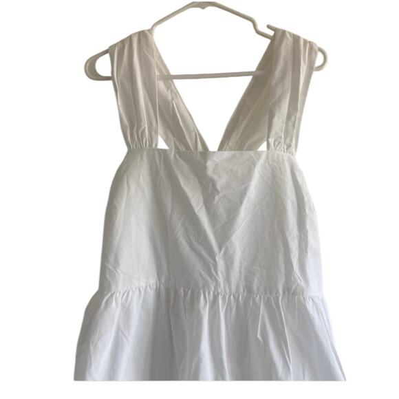 NWT Banana Republic Poplin Mini Tiered Dress V back in white size medium - Picture 8 of 10